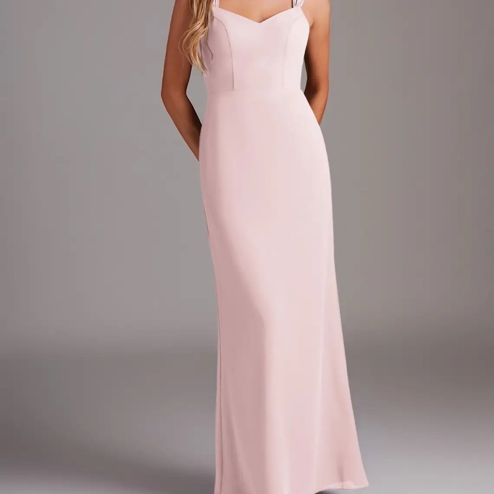 AZAZIE DENICE Blushing Pink Sheath Pleated Chiffon Dress - Size A6